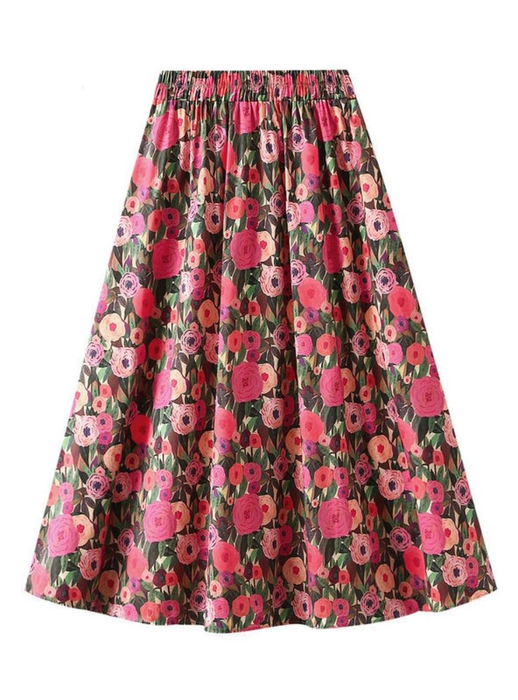 Fabric name: polyesterSkirt type: A-line skirtSkirt length: medium and long skirtSize: average size Spring A-line Maxi Skirt With Elastic Waistband, Red Pleated A-line Maxi Skirt, Pink A-line Pleated Skirt, Floral Print Relaxed Midi Skirt, Red Skirt With Elastic Waistband For Spring, Spring A-line Lined Skirt, Red Gathered Skirt For Spring, Red Summer Skirt With Elastic Waistband, Red Skirt With Elastic Waistband For Summer