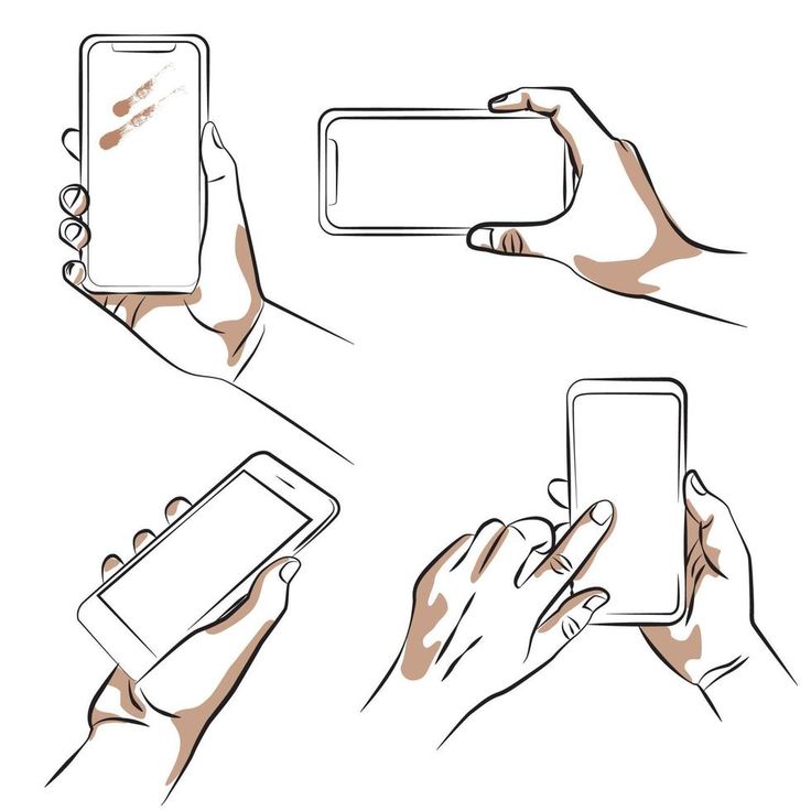 hands holding smart phones in different positions