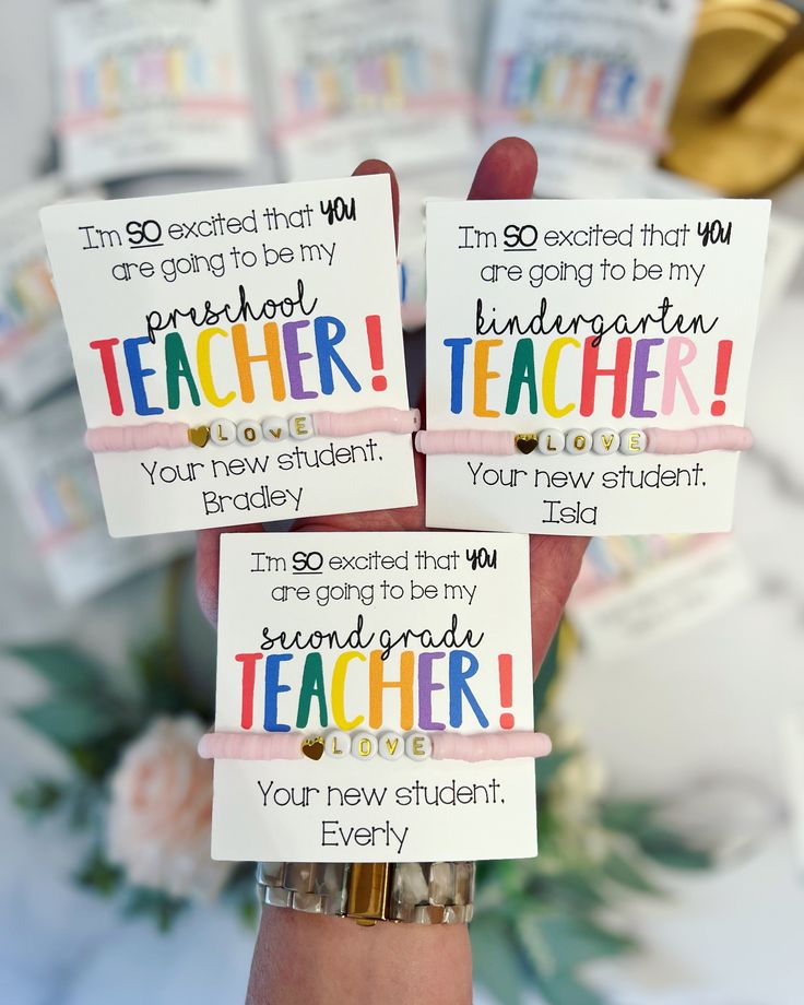 three handmade teacher's day cards with the words i'm so excited that you are going to my school