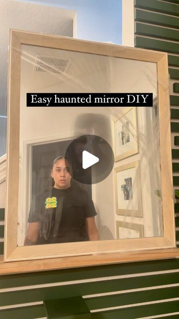 a framed photo with the words easy mounted mirror diy