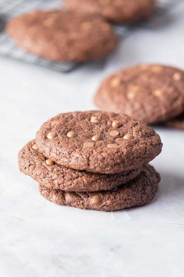 chocolate cookies stacked on top of each other