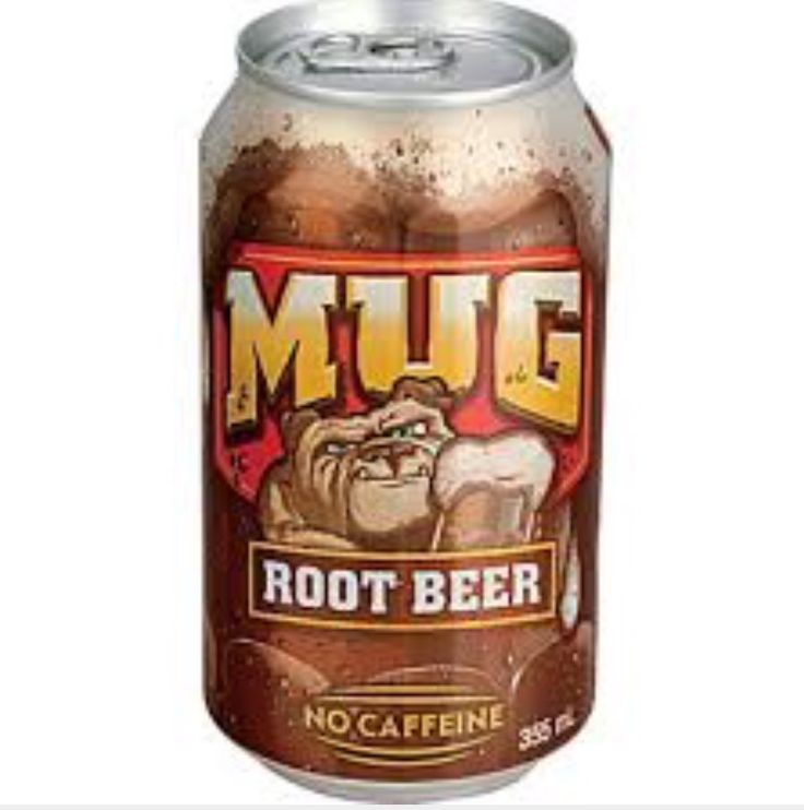 a can of root beer on a white background