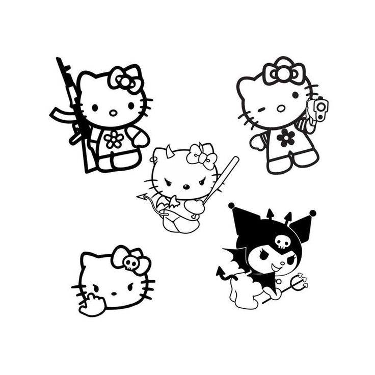 some hello kitty stickers on a white background