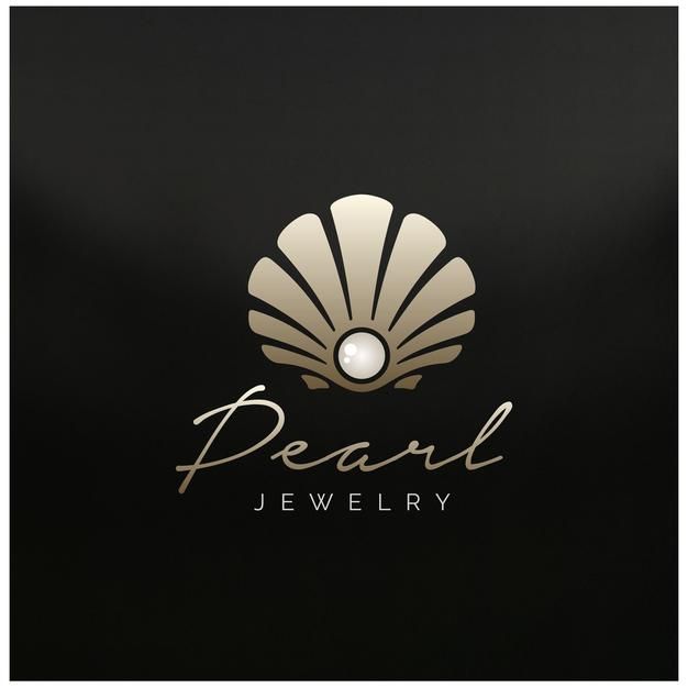 the pearl jewelry logo on a black background with gold and silver accents, suitable to use as a business card or brochure