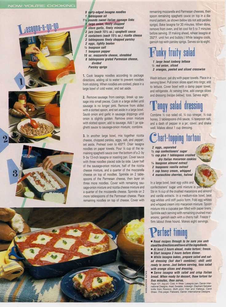 an article in a magazine about how to make pizzas and other delicious dishes for dinner