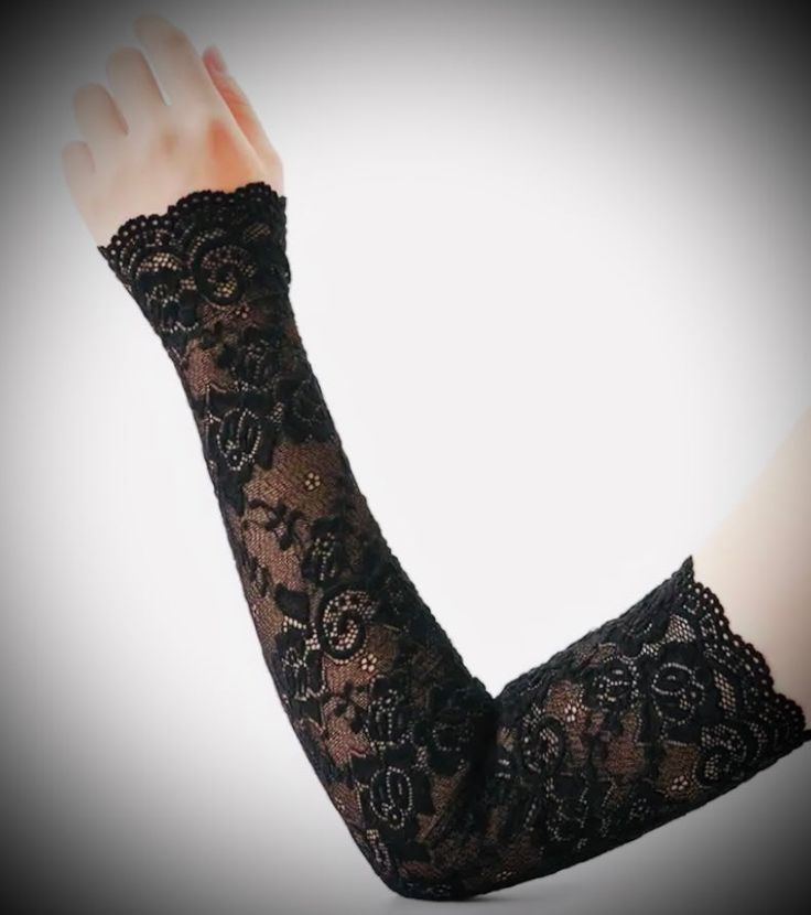 Silky sleeves of softest, stretchy lace are worthy of a countess at a coronation. Or summon your inner bohemian romantic and wear with jeans and a shawl over a pretty tank top. Black or white. Fitted Black Gothic Lace Top, Fitted Black Lace With Sleeves, Black Fitted Lace Top With Lace Sleeves, Fitted Black Lace Top With Lace Sleeves, Fitted Black Lace Top With Lace Cuffs, Black Lace Top With Fitted Sleeves, Black Lace Top With Lace Cuffs For Party, Elegant Stretch Lace For Spring, Fitted Lace Top With Lace Sleeves For Fall