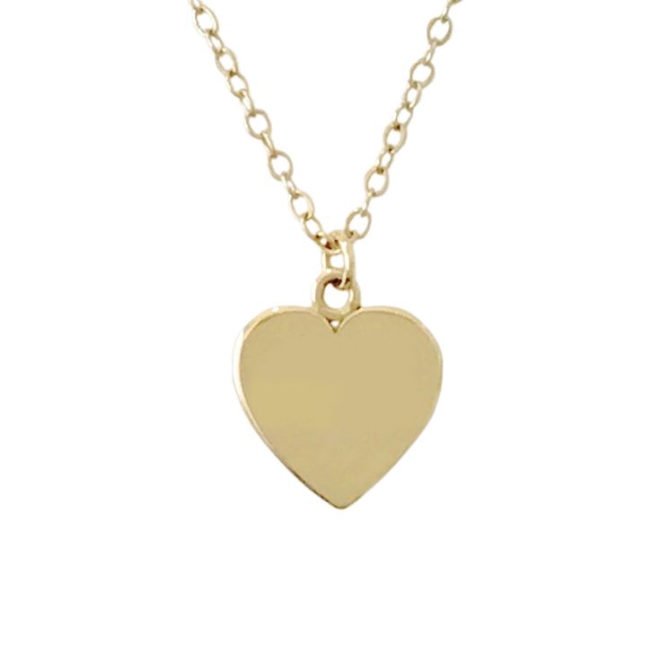 The engravable Medium Size Heart Necklace is composed of 14K solid gold and beautifully complemented by a durable matching 14K solid gold faceted cable chain. This piece is adjustable in length or available to be purchased as a charm alone without the chain. Heart Dimensions: approximately 12mm (w) x 14mm (h) Metal Finish: High Shine Polish This design is available in Rose, White and Yellow 14K Gold This item is proudly made in USA and also available in 18K solid gold options upon request. Kindl Yellow Gold Heart Necklace With Charms For Anniversary, 14k Gold Heart Necklace With Polished Finish, Yellow Gold Necklace With Heart Charm For Anniversary, Anniversary Yellow Gold Heart Necklace With Charms, Anniversary Gift Yellow Gold Necklace With Heart Charm, Yellow Gold Heart Charm Necklace For Anniversary Gift, Yellow Gold Heart Charm Necklace For Anniversary, Yellow Gold Heart Charm Necklace With Heart Cut, Gold Heart Charm Necklaces With Heart Cut