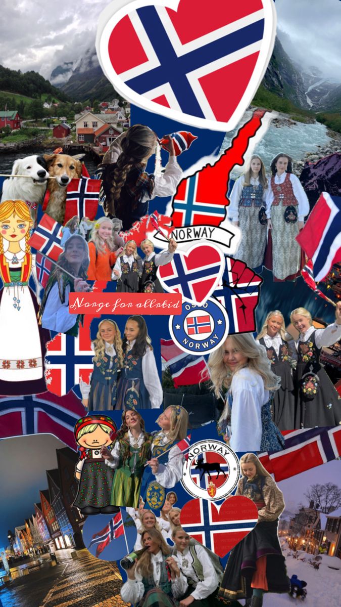 the collage shows many different flags and people