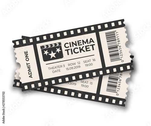 two movie tickets with the word cinema ticket