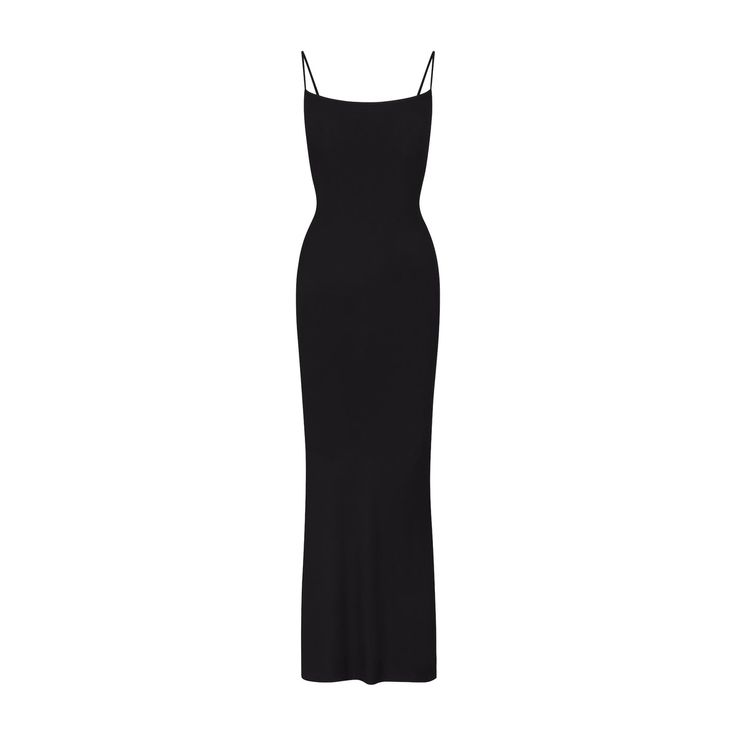 SOFT LOUNGE PETITE LONG SLIP DRESS | ONYX - SOFT LOUNGE PETITE LONG SLIP DRESS | ONYX Skims Soft Lounge Long Slip Dress, Fitted Long Backless Dress For Night Out, Bodycon Maxi Dress With Spaghetti Straps For Evening, Backless Elastane Maxi Dress For Night Out, Elegant Bodycon Slip Dress For Date Night, Fitted Longline Maxi Dress For Date Night, Stretch Longline Maxi Dress For Parties, Sleek Stretch Backless Maxi Dress, Chic Fitted Slip Dress For Evening