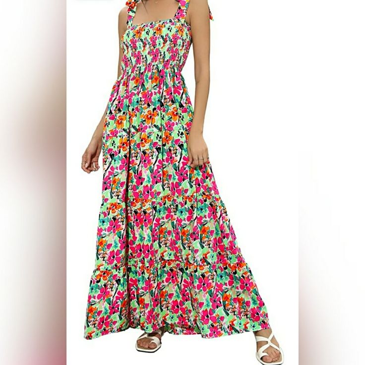 About This Itemtrenay Long Dresshalter Neck Maxi Dress For Women/Sundress For Women /Spaghetti Strap Smocked Bodice/Sleeveless Boho Dress For Women/Summer Dresses For Women 2023/Floral Summer Dress For Women/Swing Dress For Women/Long Dresses For Women 2023/Tiered A-Line Dress For Women/Long Flowy Dress For Women/ Maxi Dress For Women/Beach Dress For Women/Party Dress For Women.Classic &Comfortsummer Maxi Dress Are Made From Premium Chiffon Material,Floral Dress Fabric Is Lightweight Soft Casual Ruched Maxi Dress For Beach Season, Casual Ruched Sundress For Vacation, Summer Multicolor Maxi Dress With Tie Straps, Multicolor Sundress With Tie Straps For Spring, Spring Vacation Sundress With Ruched Detail, Multicolor Summer Maxi Dress With Tie Straps, Spring Beach Sundress With Ruched Details, Spring Multicolor Sundress With Tie Straps, Multicolor Smocked Bodice Maxi Dress For Day Out