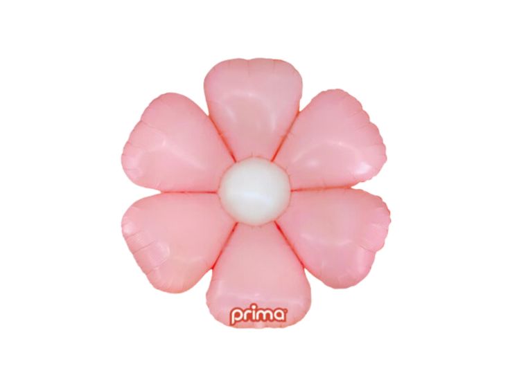 a pink flower shaped balloon on a white background