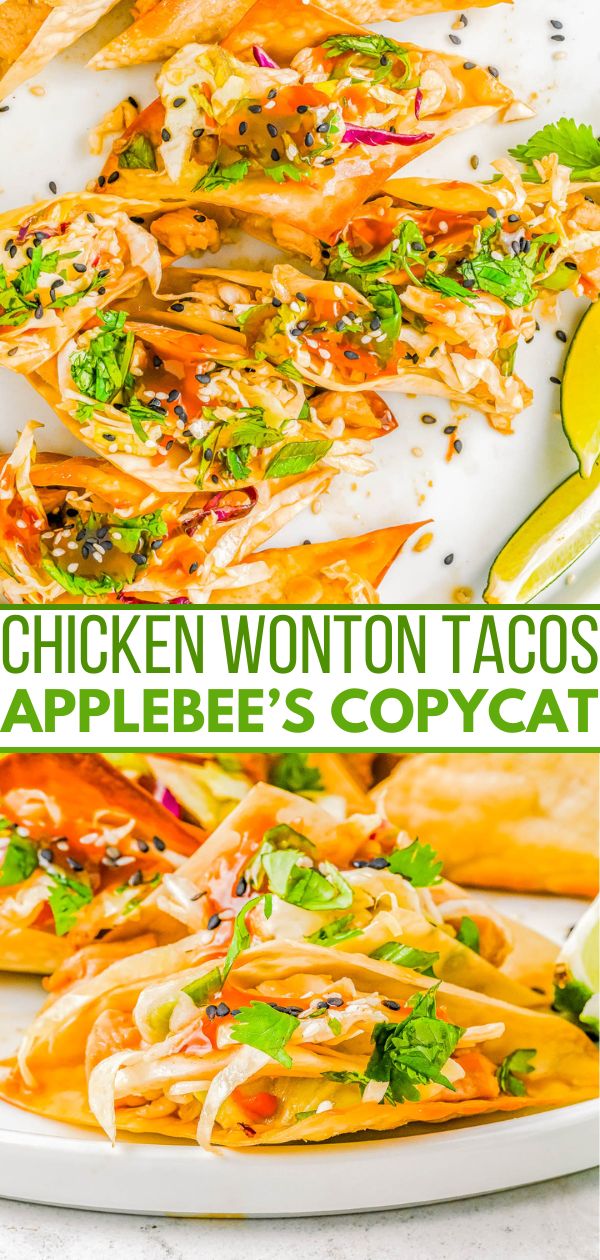 chicken wonton tacos with applebee's copycat recipe on the side