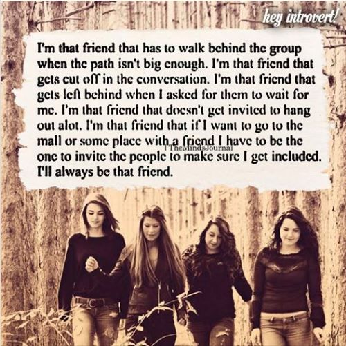 three girls walking in the woods with a quote above them that reads, i'm that friend that has to walk behind the group