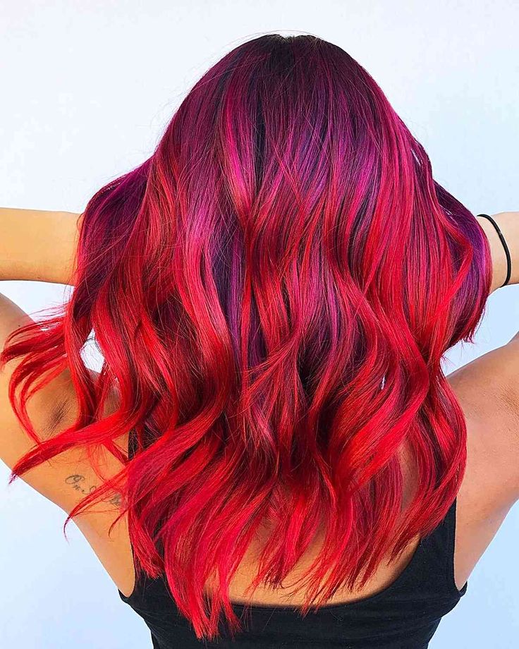 Red Balayage Hair Colors: 60 Hottest Examples for 2024 Red And Pink Balayage, Fall 2023 Hair Trends Red, Red Multicolor Hair, 2023 Red Hair Trends For Women, Bright Red Balayage Hair, Bright Red Hair Ideas, Dimensional Red Hair, Gorgeous Red Hair, Red Balayage Hair