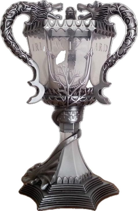 an ornate silver trophy on a white background