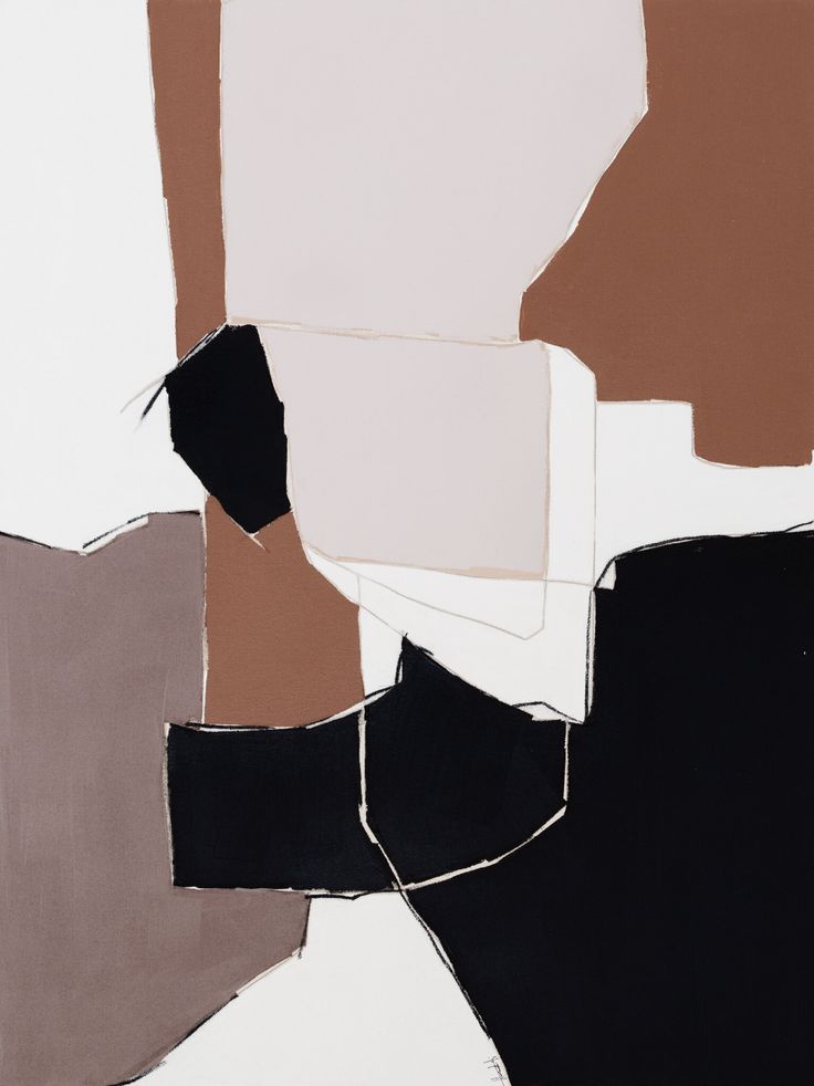 an abstract painting with brown, black and white squares on it's sides in various shades