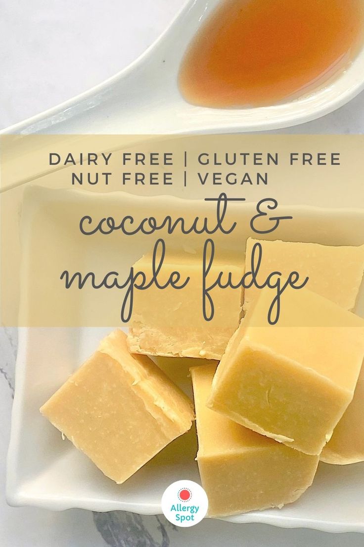 dairy free gluten free vegan coconut & maple fudge on a plate