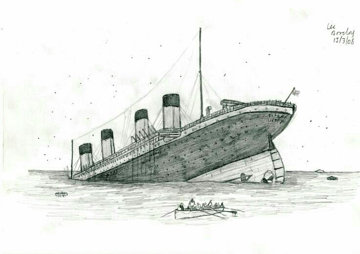 a drawing of a large boat in the water