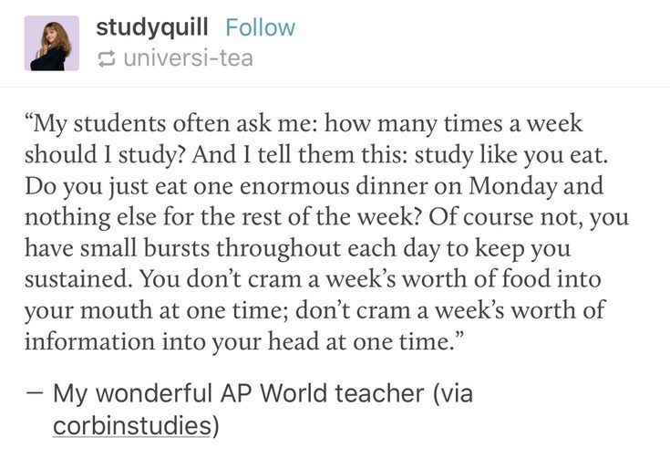 a tweet with the words'my students often ask me how many times a week should i study? '