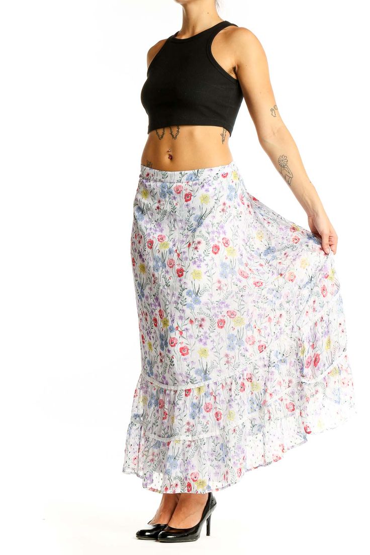 Brand: New Direction Material: Polyester Condition: New With Tags Size: L Category: Skirts Maxi Skirts Measurements: Hips 36", Length 37", Waist 32" Skirt Tiered, Blue Floral Skirt, Top Handbags, Tiered Maxi Skirt, Floral Maxi Skirt, Maxi Skirts, Skirts Maxi, Knit Pants, Floral Maxi