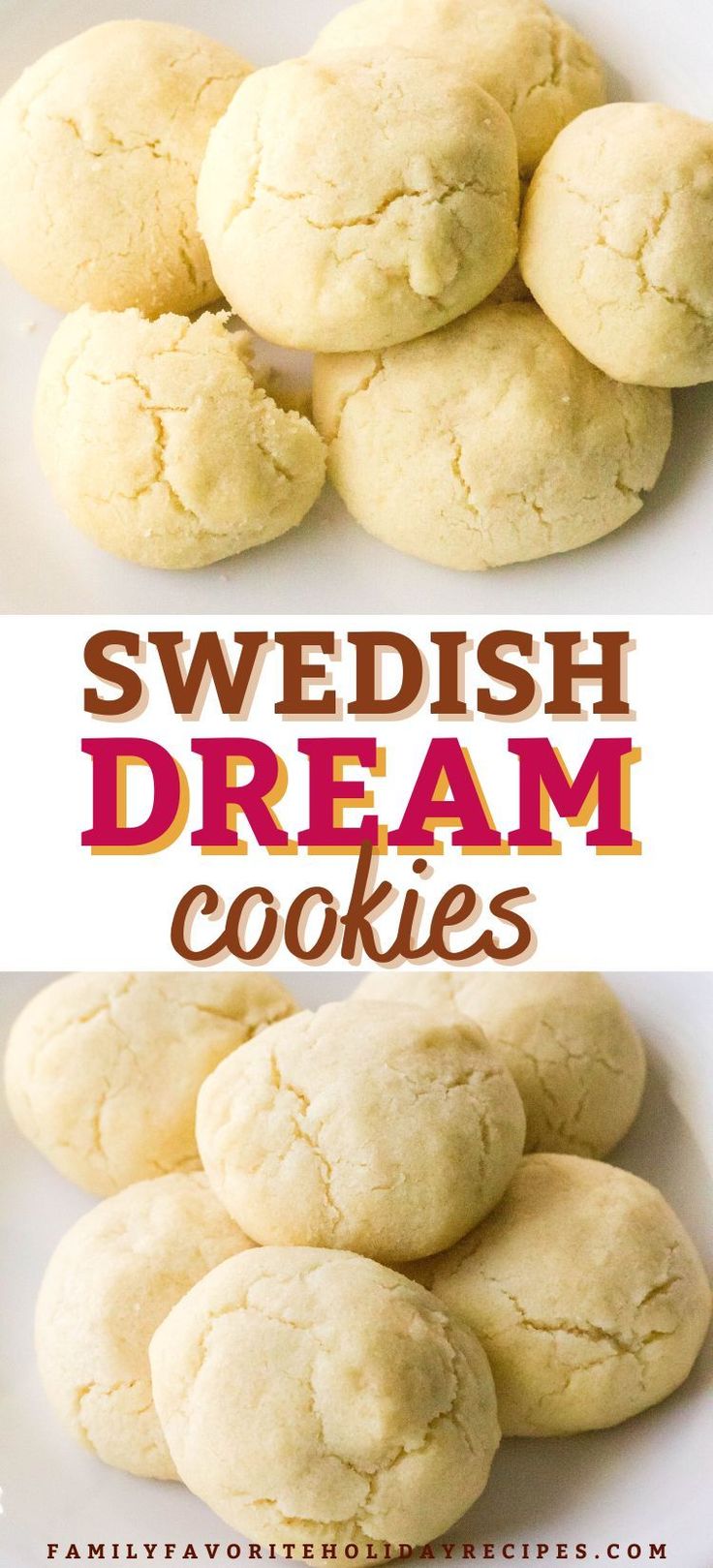 swedish dream cookies on a plate with text overlay