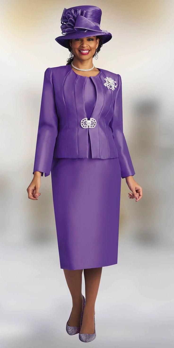 Lily and Taylor 4514 3 piece Silky Twill Skirt Suit Colors: Apple Green, Black, Canary, Fuchsia, Lavender, Mauve, Navy Multi, Olive, Pink, Purple, White, Wine Multi Sizes: 4, 6, 8, 10, 12, 14, 16, 18, 20, 22, 24 Matching Hat Available H857 Canary H807 White H307 Navy H199 Purple H281 Wine Call (469)571-3647 or email DivasDenFashion@gmail.com to purchase hat Church Suits And Hats, Womens Suit, Church Attire, Women Church Suits, Twill Skirt, Classy Suits, Fashionable Accessories, Women Suits, Church Suits