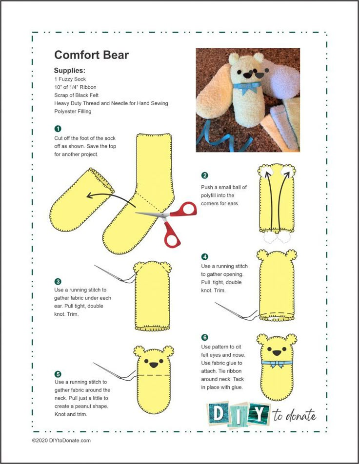 the instructions for how to make a teddy bear slippers