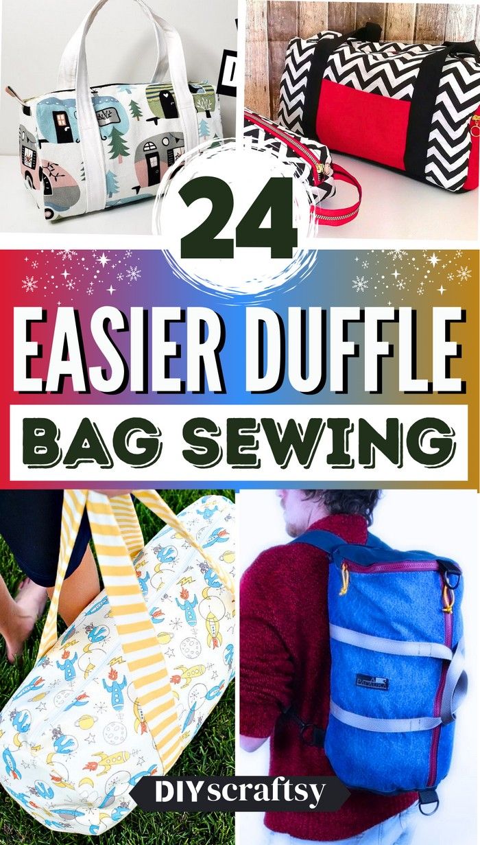 four different bags with the words easy duffle bag sewing on them