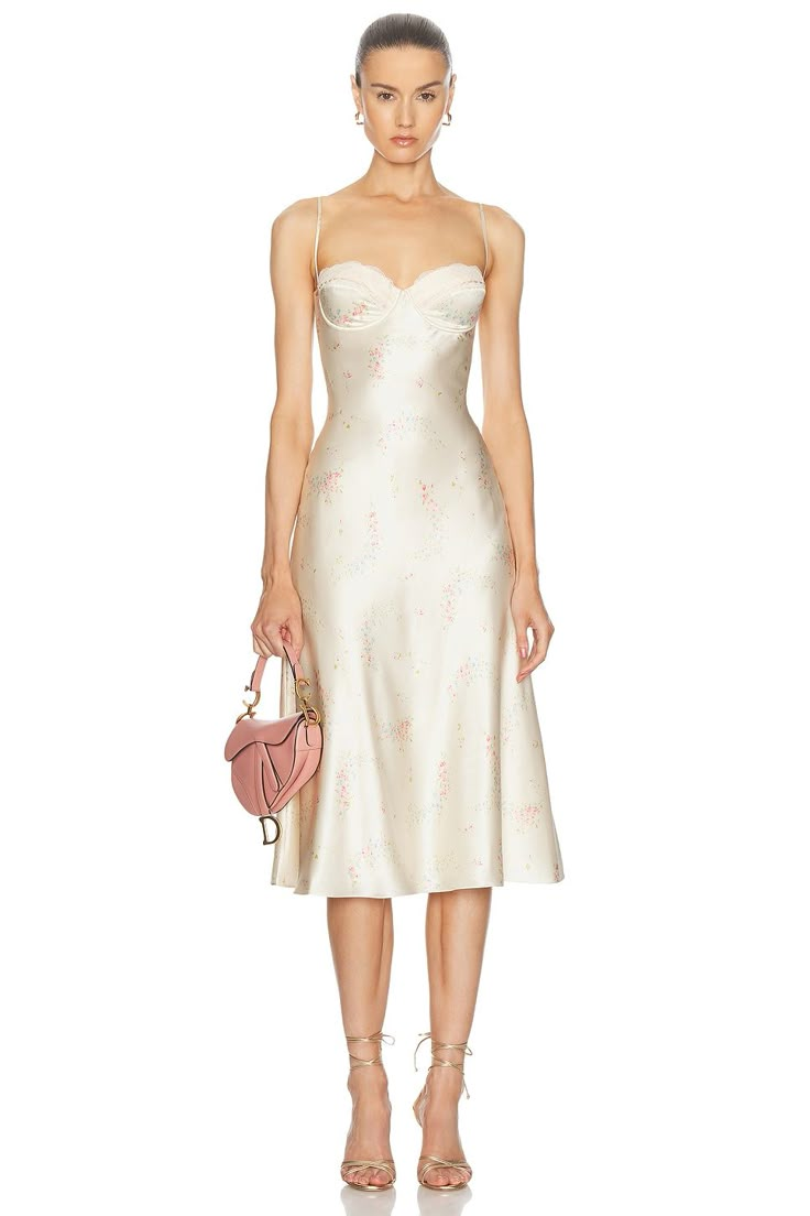 Find MIRROR PALAIS Jardin Ballet Dress In Beige on Editorialist. Mirror Palais Jardin Ballet Dress in Beige Self & Lining: 100% silk. Made in China. Dry clean only. Fully lined. Back hook and eye closure. Adjustable shoulder straps. Underwire cups. Satin fabric. MRPF-WD18. MP2177. About the designer: Mirror Palais Dress, Shop Mirror, Mirror Palais, French Dress, Elegant Dresses Classy, Ballet Dress, French Garden, Dreamy Dress, Beige Dresses