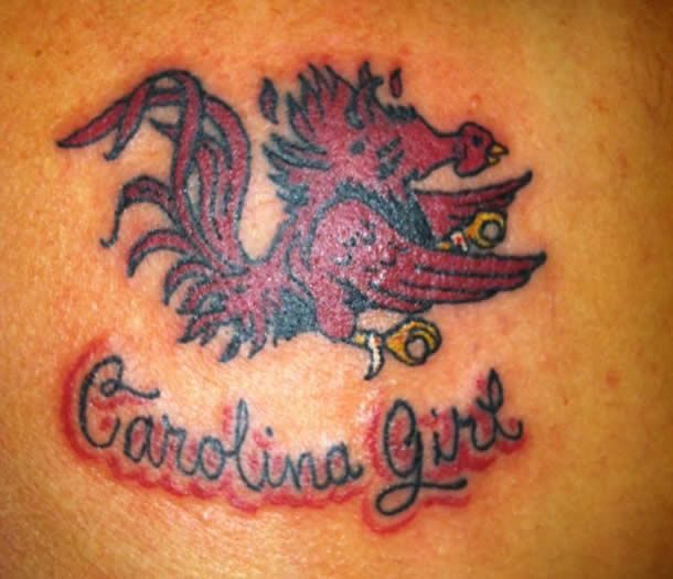 a tattoo with the word carolina girl on it