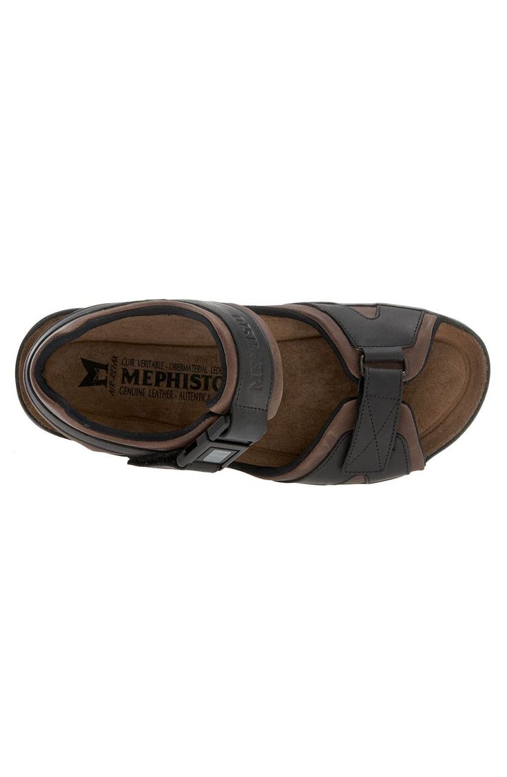 Durable sandal is handcrafted by trained artisans from Earth-friendly materials to ensure a healthy environment. Aniline-dyed waxy leather upper provides maximum comfort, while the anatomically correct latex footbed conforms to the foot. Shock-absorbing outsole prevents jarring effects on bones and joints. Quick-release ankle strap for easy on-and-off. Resoleable. Leather upper/textile lining/rubber sole. By Mephisto; imported. Men's Shoes. Brown Leather Outdoor Sandals, Brown Closed Toe Sport Sandals With Cushioned Footbed, Brown Ortholite Sport Sandals For Outdoor, Brown Ortholite Outdoor Sport Sandals, Outdoor Brown Sport Sandals With Ortholite Insole, Brown Sport Sandals With Ortholite Insole For Outdoor, Brown Leather Sport Sandals With Round Toe, Brown Rubber Sole Slip-on Sport Sandals, Leather Sandals With Cushioned Footbed For Outdoor