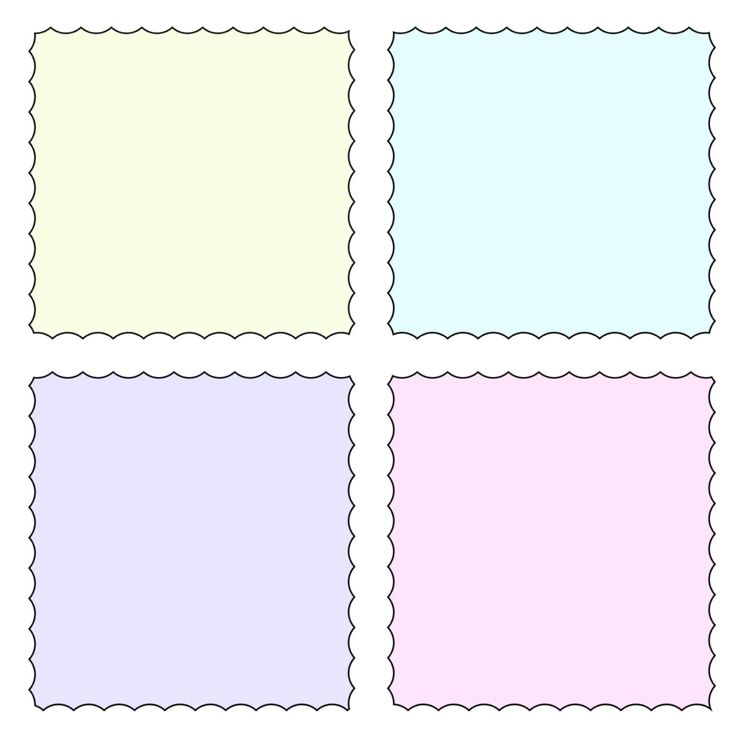 four different colored postage stamps with the same stamp on each one, all in pastel colors