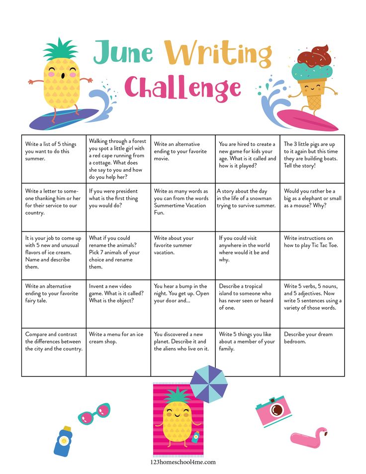 the june writing challenge is filled with activities to help students learn how to write and draw