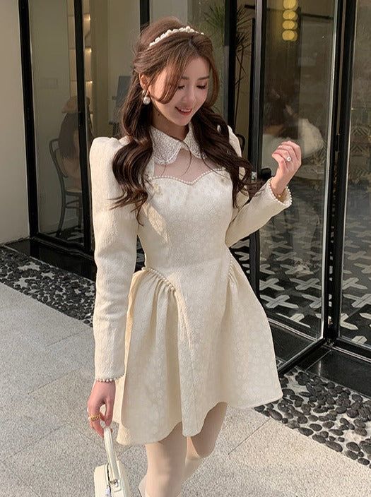 ❤︎Elegant heavy duty pearl beaded skirt dress❤︎ Luxury Pearl-embellished Dresses For Banquets, Elegant Adjustable Pearl Choker, Pearl Beaded Wedding Dress Korean, Chic Pearl-embellished Mini Dress For Cocktail, Elegant White Pearl Charm Choker, Beaded Skirt, Refashion Clothes, Star Designs, Pearl Beads