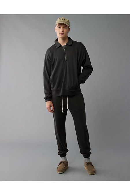 Super soft cotton fleece/Collared neck/Quarter-zip closure/Front welt pockets/Ribbed cuffs & hem Casual Half-zip Sweats For Loungewear, Half-zip Sweatshirt With Pockets For Loungewear, Loungewear Half-zip Sweatshirt With Pockets, Casual Relaxed Fit Half-zip Sweats, Relaxed Fit Half-zip Sweatshirt For Loungewear, Casual Half-zip Sweats For Fall, Half-zip Hoodie With Ribbed Cuffs For Loungewear, Half-zip Sweatshirt With Zipper Closure For Loungewear, Half-zip Sweatshirt With Zipper For Loungewear