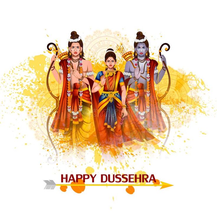 happy dussehria greeting card with three deities