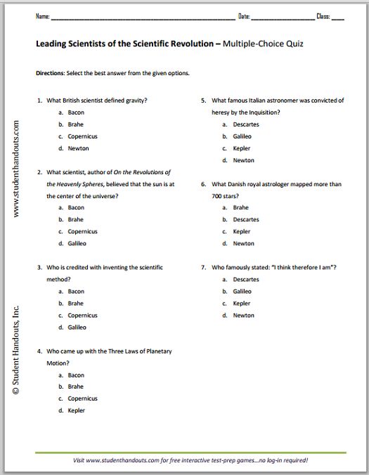 the scientific revolution worksheet is shown in this image, it shows an example of what