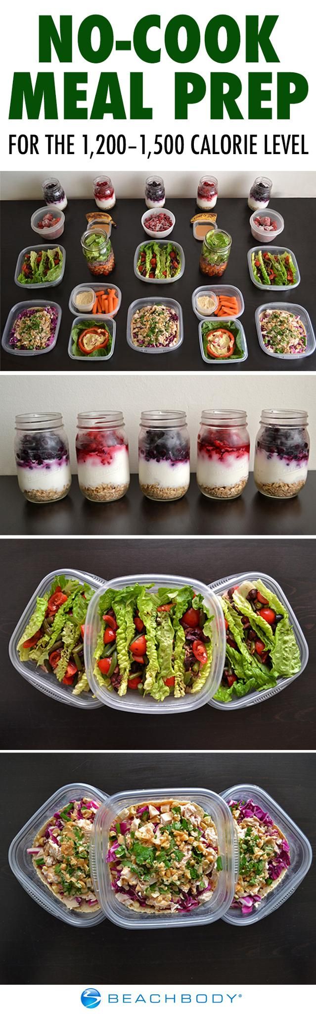 no - cook meal prep for the 1, 200 calorie level