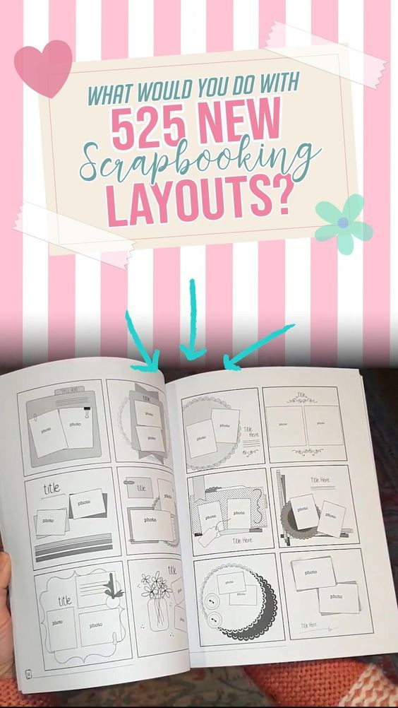 an open book with the title what would you do with 52 new scrapbook layouts?