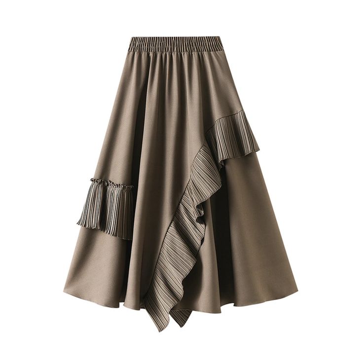 Lasaky - Flounce Hem Midi Skirt with Asymmetrical Design High Waist Long Skirt, Umbrella Skirt, Half Skirt, Mid Length Skirts, Women Midi, Dress Shirts For Women, Asymmetrical Design, Ruffle Skirt, Types Of Skirts