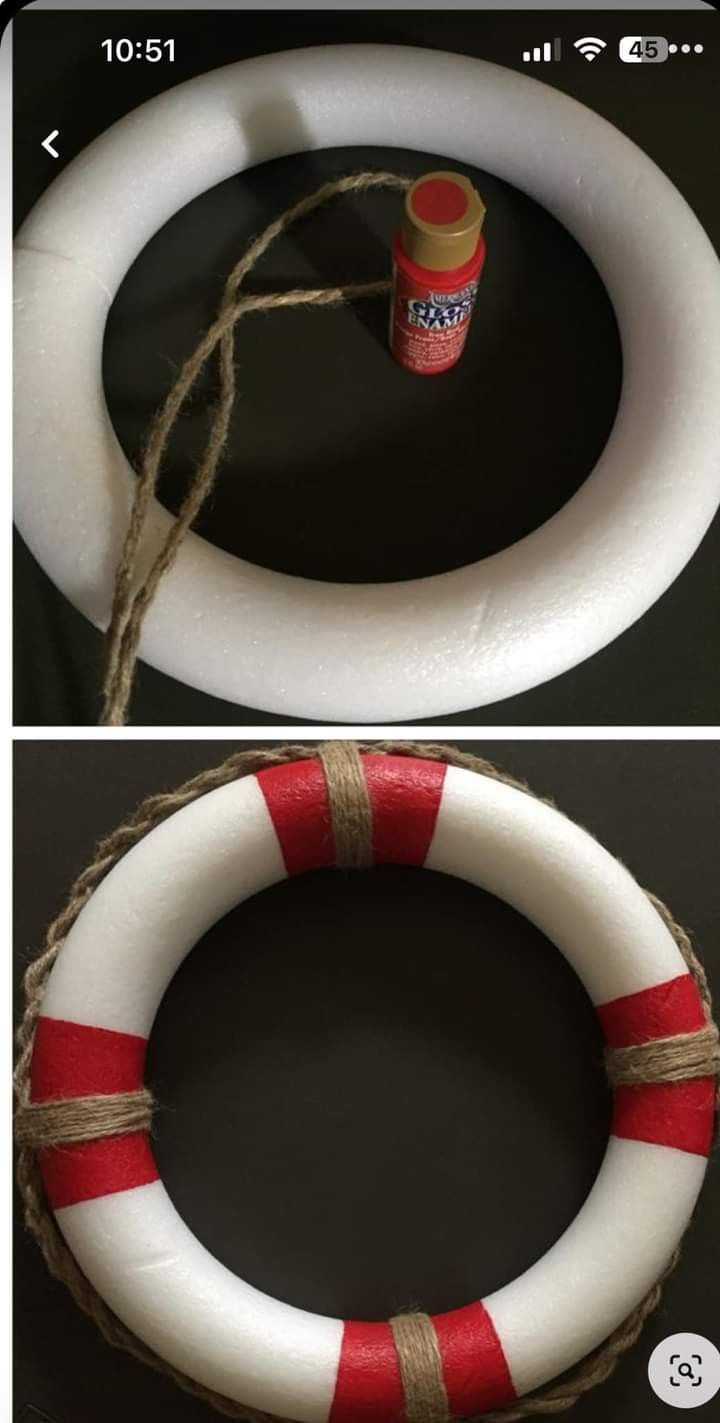 two pictures showing how to make a life preserver