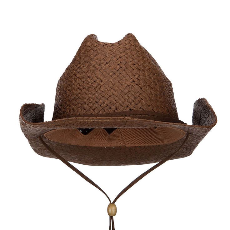 Saddle up with our Western Toyo Cowboy HatMade of 100% paper straw.One Size fits most with inner sweat band.Crown measures 4.5 inches deep with decor band.Brim measures 3 inches long.Thick, light, and cool material.Hand washable only.Imported.Available in different styles and colors. Solid in color, paper straw cowboy hat for men and women.Crown features tear drop shape.Elastic inner sweatband.Adjustable chin stram, same material has decor band.Ye Haw, enjoy our Western Toyo Cowboy Hat on your n Adjustable Black Western Sun Hat, Brown Western Outdoor Hat, Cheap Black Cowboy Hat For Ranch, Cowboy Hat Cheap Black, Brown Sun Hat For Rodeo, One Size, Straw Cowboy Hat, Hat For Man, Paper Straws, Saddle