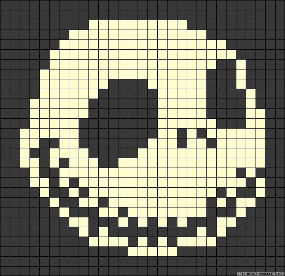 a pixellated skull is shown in the middle of a black and white pattern,