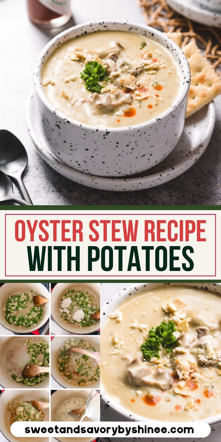 this is an image of oyster stew recipe with potatoes