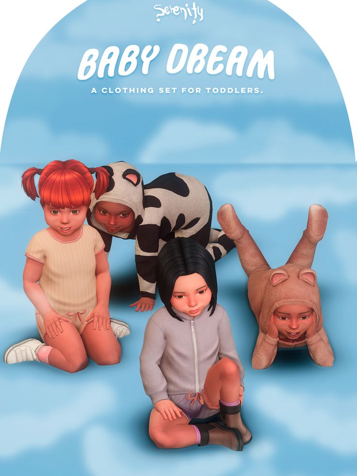 three dolls are sitting on the ground in front of an advertisement for babydream