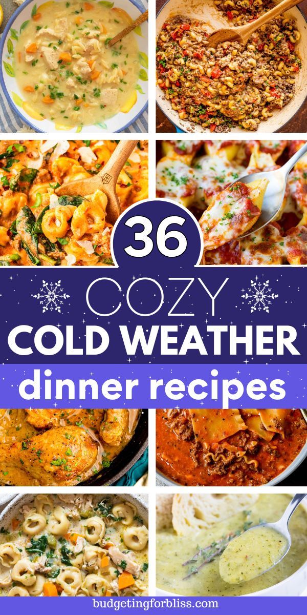 collage of cold weather dinner recipes