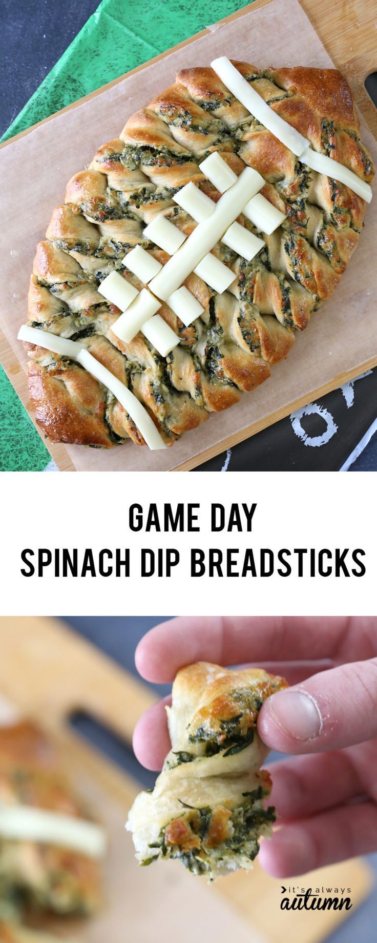 spinach dip breadsticks are the perfect appetizer for game day