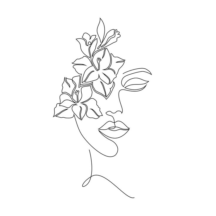 a woman's face with flowers in her hair royalty illustration