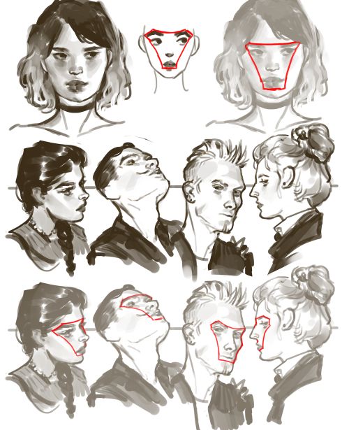 some sketches of people with different facial expressions